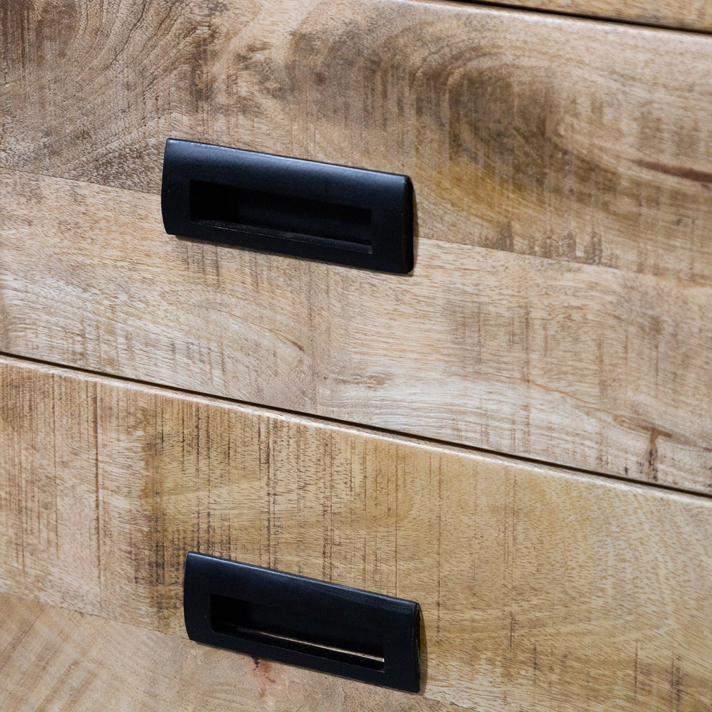Industrieel Kastje van Mangohout met 2 Lades – Staal &amp; Massief Hout | 75x65x45 cm