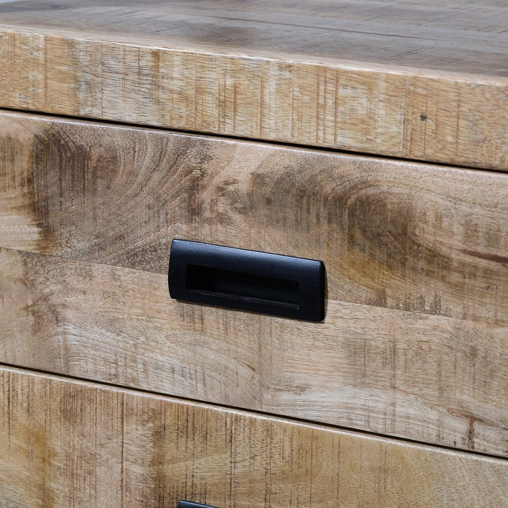 Industrieel Kastje van Mangohout met 2 Lades – Staal &amp; Massief Hout | 75x65x45 cm