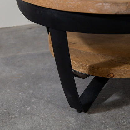 Salontafel Paras rond | Mangohout Staal | 70 cm