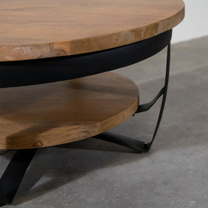 Salontafel Paras rond | Mangohout Staal | 70 cm