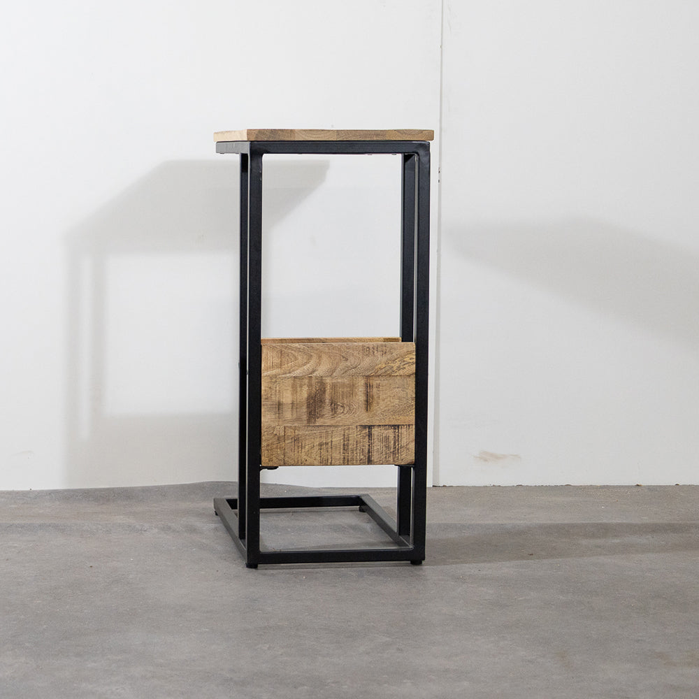 Bijzettafel voor over de bank | Mangohout en Staal | 45x29x69cm