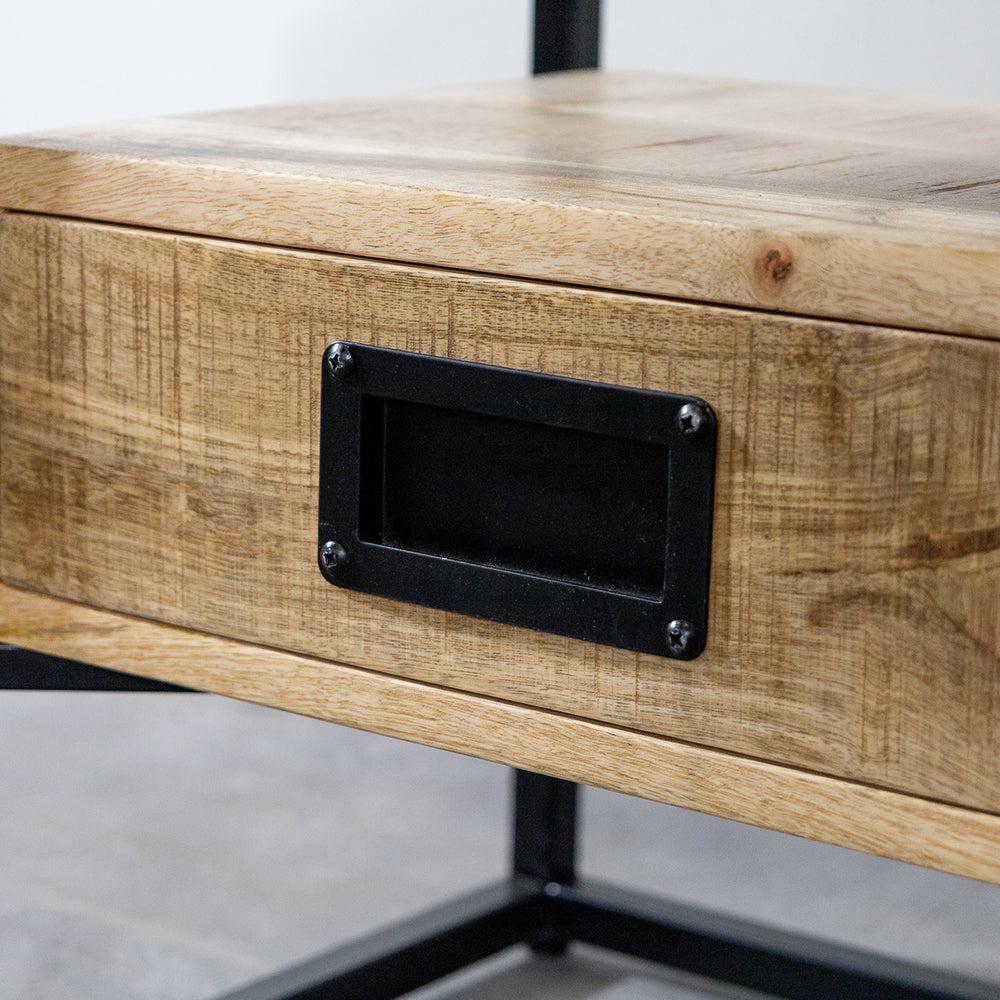 Bijzettafel / Nachtkastje Industrieel Design | Mangohout en Staal | 45x35x50