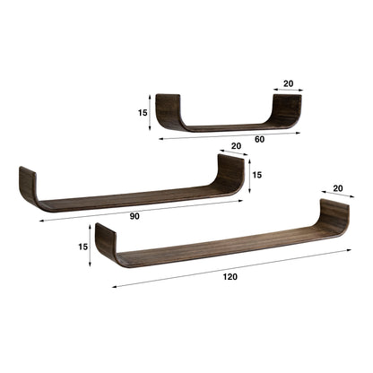 Wandplank Maya Teak U-shape set/3