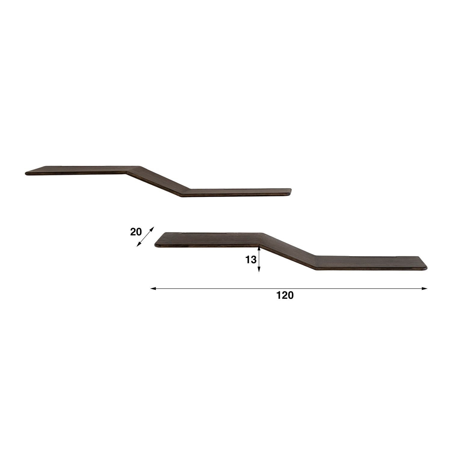 Wandplank Maya Teak S-shape set/2