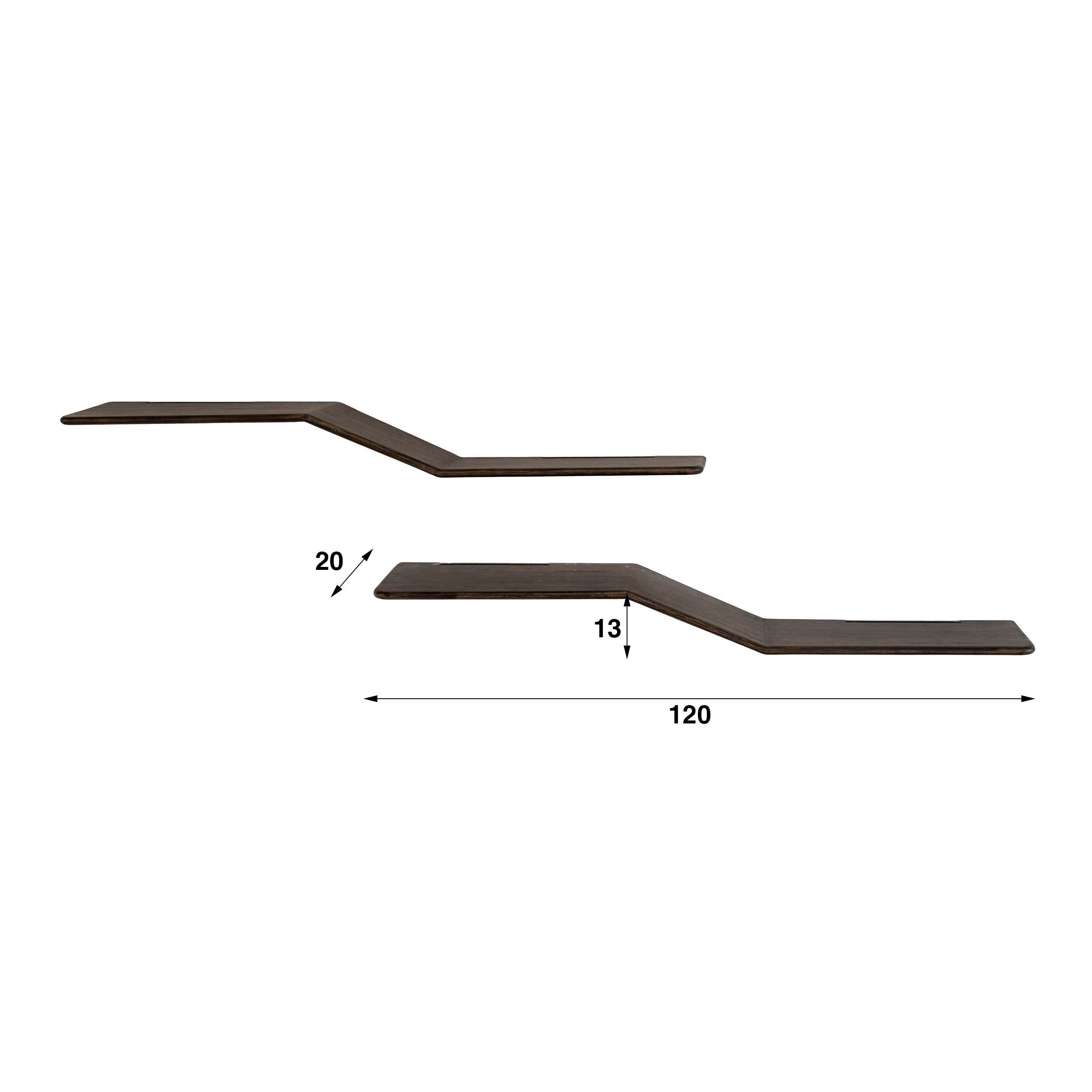 Wandplank Maya Teak S-shape set/2
