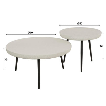 Salontafel Flat Round Stone set/2
