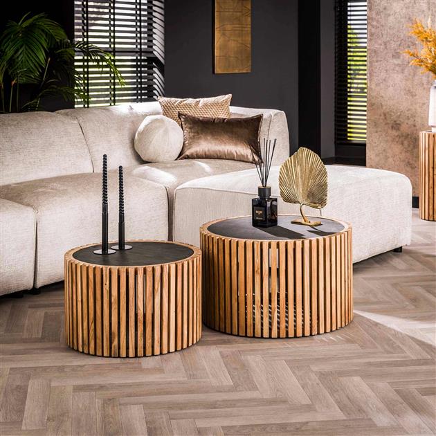 Salontafel Slate Round set/2