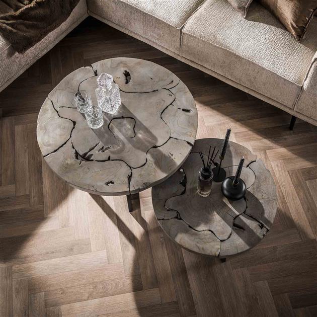Salontafelset Boomstam Grey