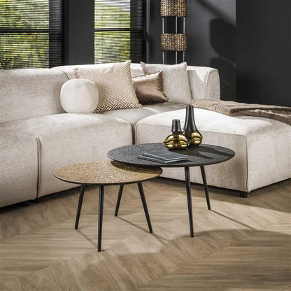 Salontafelset Rond Mira Metallic Zwart