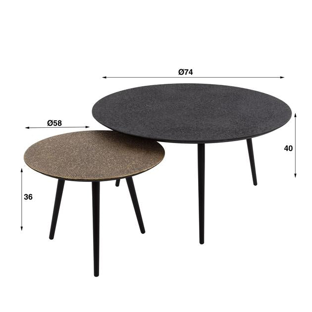 Salontafelset Rond Mira Metallic Zwart