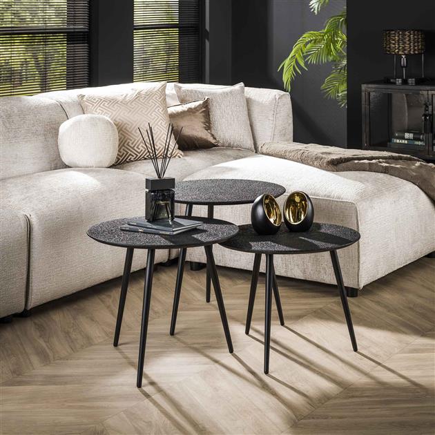 Salontafel set van 3 Lyla Rond Zwart