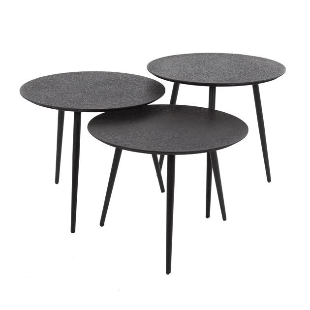 Salontafel set van 3 Lyla Rond Zwart