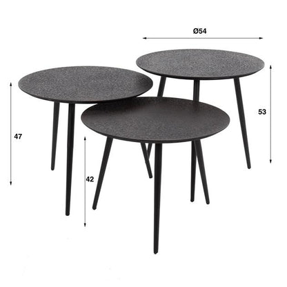 Salontafel set van 3 Lyla Rond Zwart