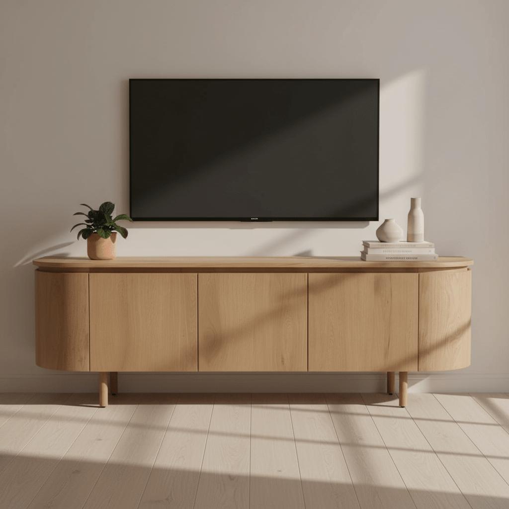 Tobago TV-Meubel 170 cm – Eiken Fineer in Natural Oak met Afgeronde Details - Industrieelinhuis.nl