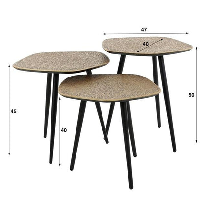 Salontafel set van 3 Nessa Point Goud