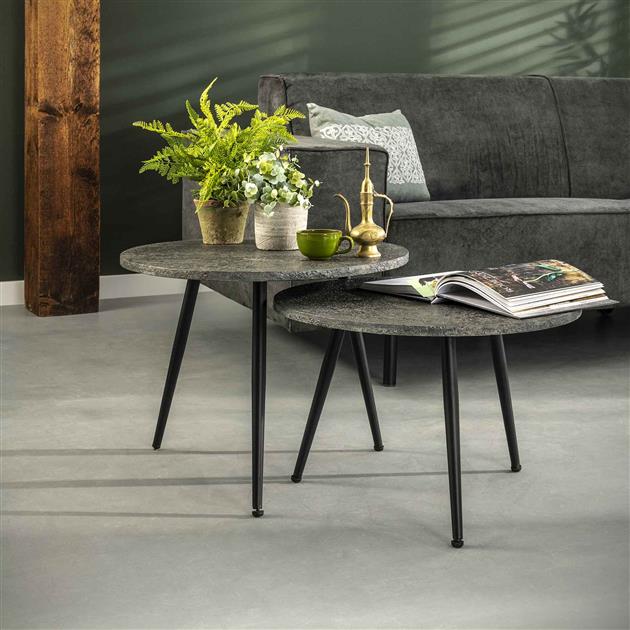Salontafelset Rond Zia Grijs