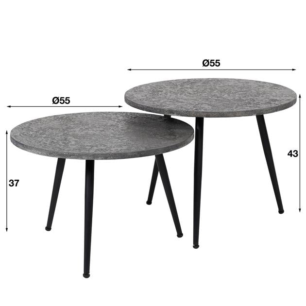 Salontafelset Rond Zia Grijs