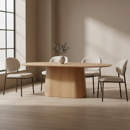 Novero Eettafel Ovaal 280 cm – Eiken Fineer Espresso met Afgeronde Vormgeving - Industrieelinhuis.nl