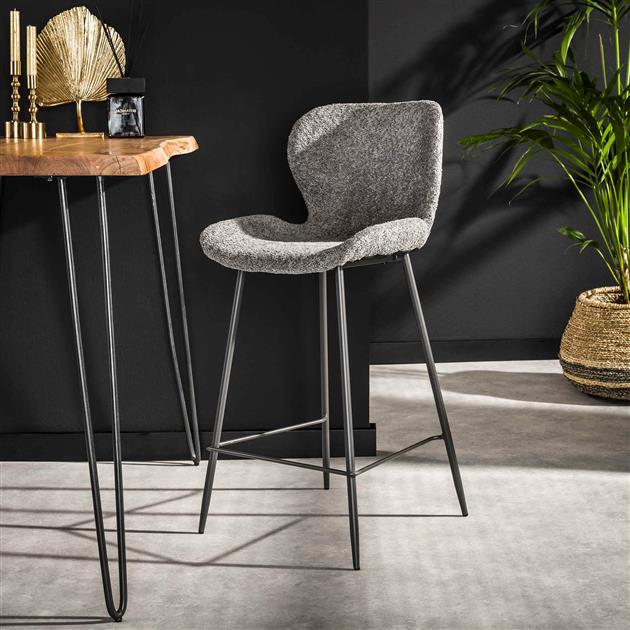 Barkruk Boucle Nova Grijs - Industrieelinhuis.nl