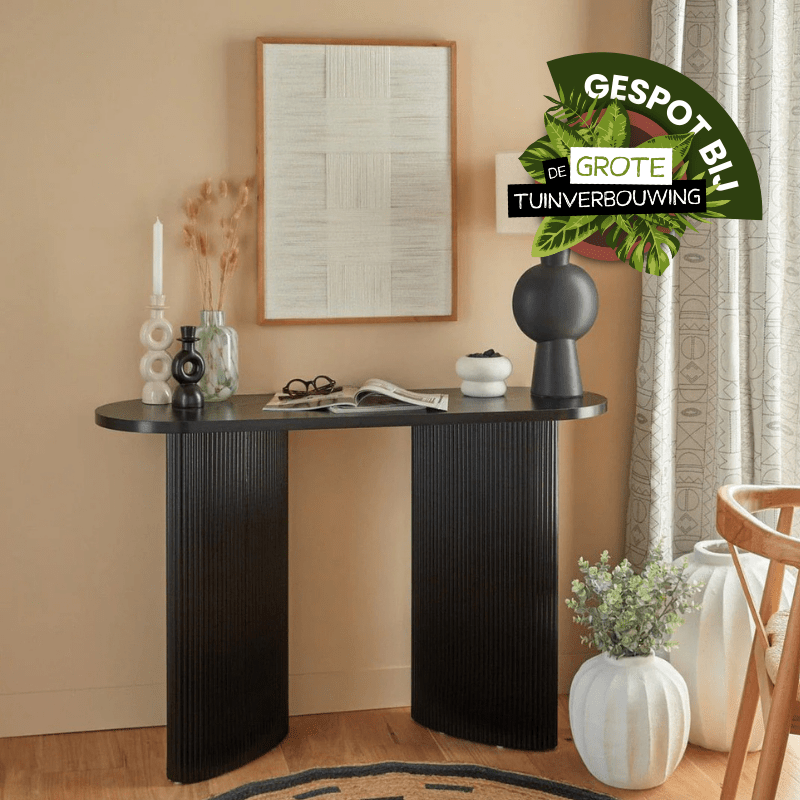 Sidetable Japandi zwart met ronde vormen | 120x40x80cm