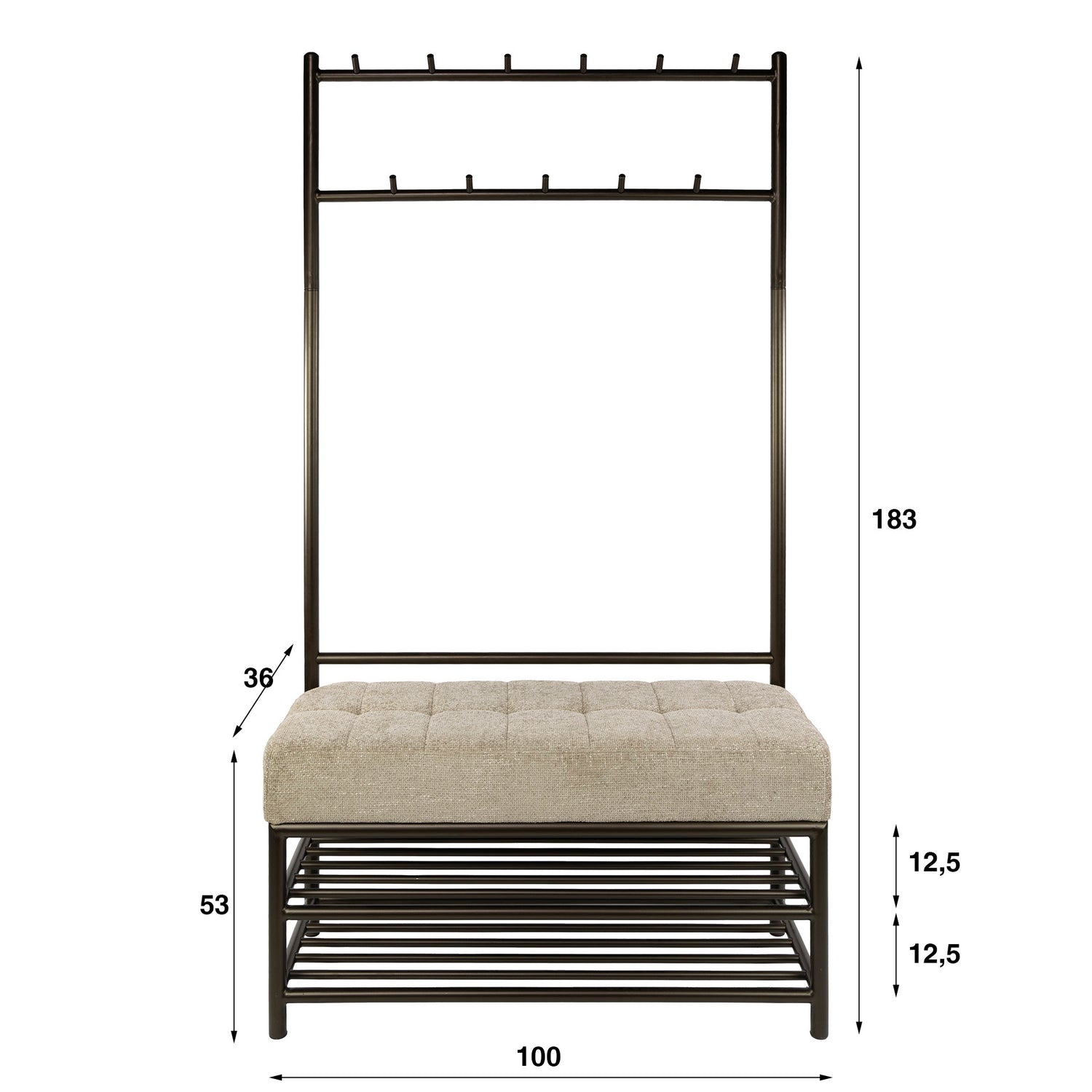 Garderoberek met zitdeel Luno