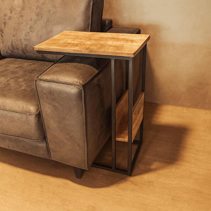 Bijzettafel voor over de bank | Mangohout en Staal | 45x29x69cm - Industrieelinhuis.nl