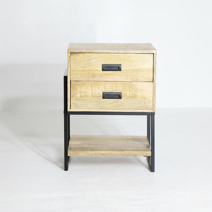 Britt Loft Nachtkastje – Mangohout &amp; Staal | 61 × 48 × 53 cm