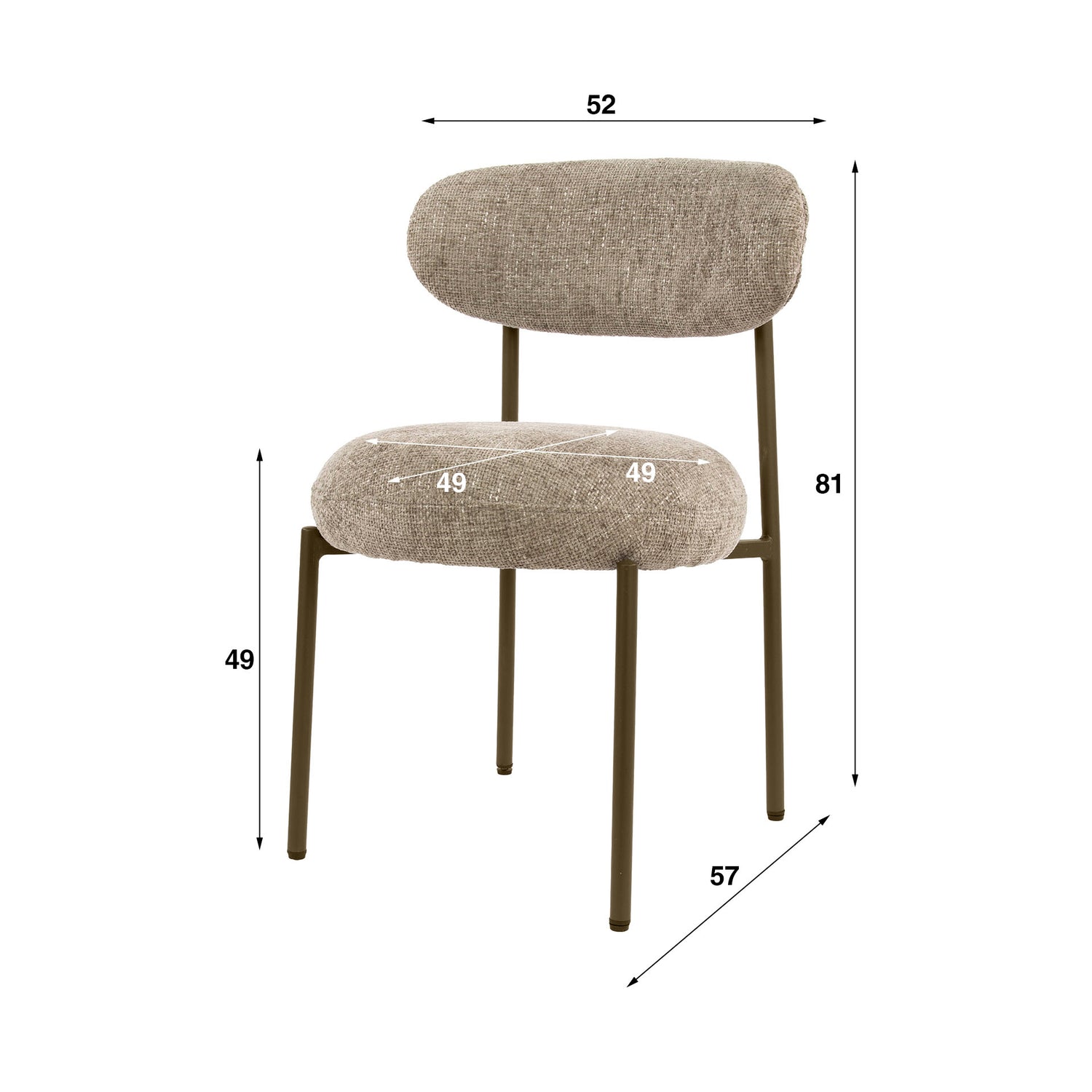 Eetkamerstoel Round Taupe