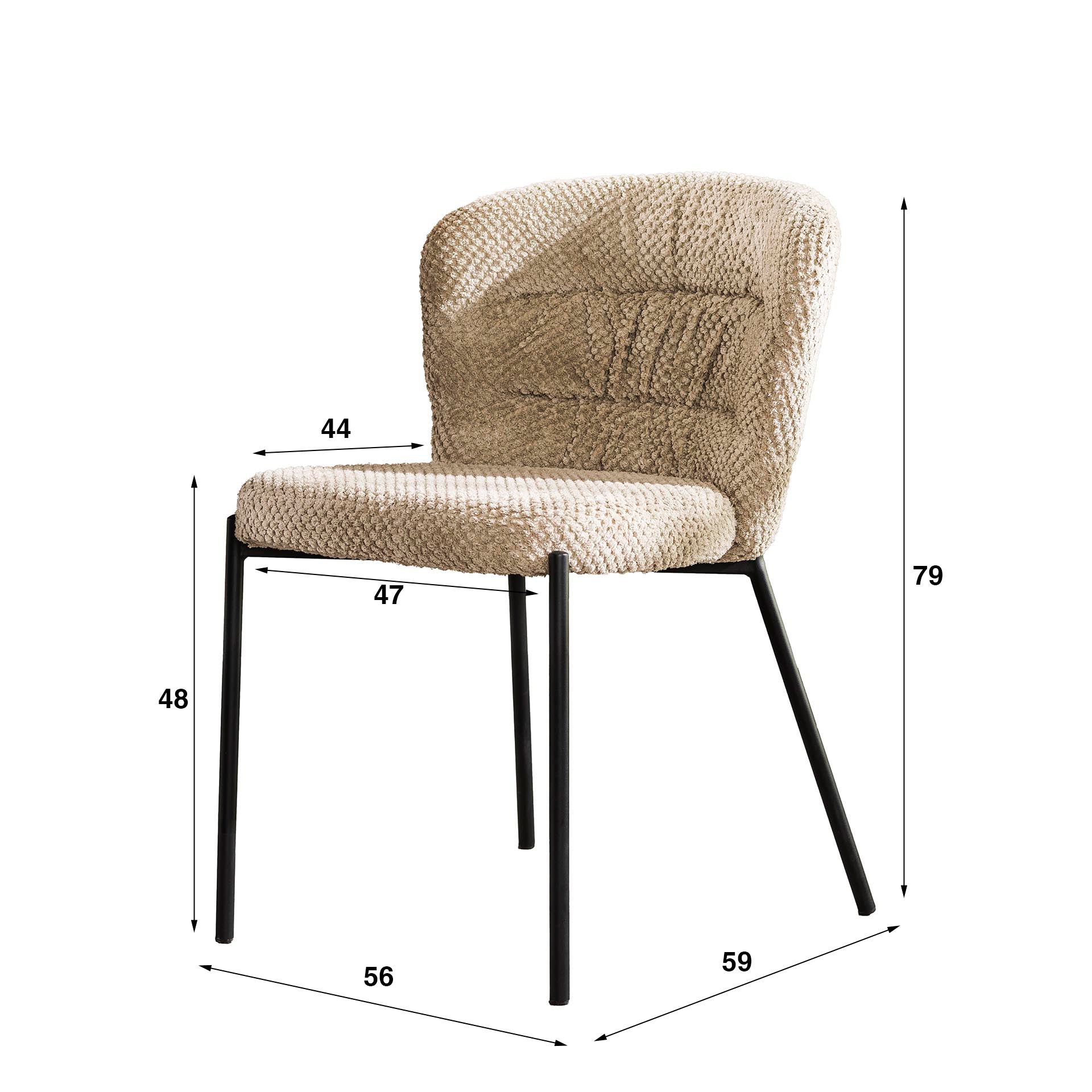 Teddy Eetkamerstoel Mees Beige (bestellen per 2) - Industrieelinhuis.nl