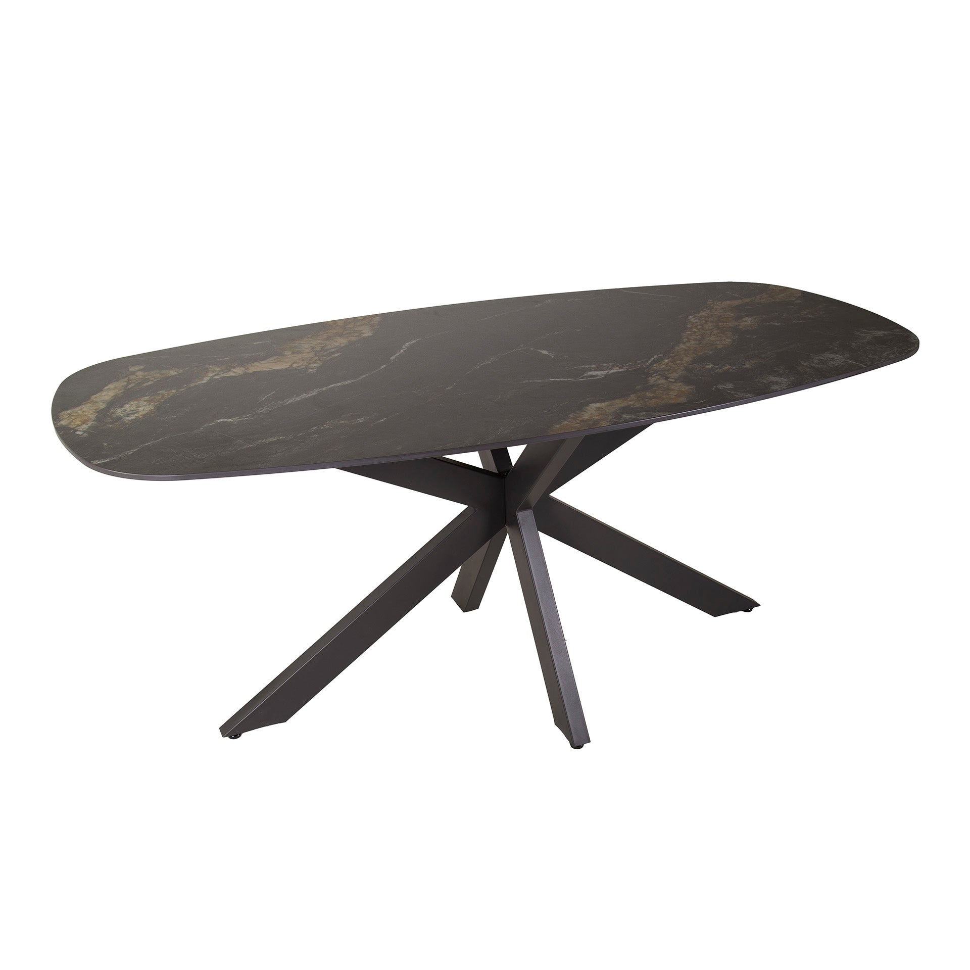 Deens ovale eettafel 180x90 cm – Keramiek &amp; metalen spiderframe - Industrieelinhuis.nl
