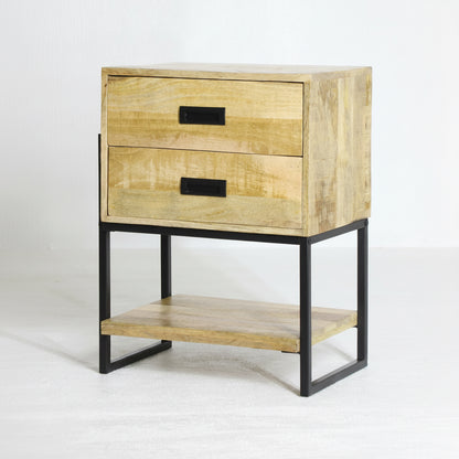 Britt Loft Nachtkastje – Mangohout &amp; Staal | 61 × 48 × 53 cm