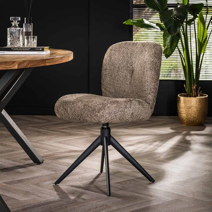 Eetkamerstoel Cruz Draaibaar Taupe Boucle - Industrieelinhuis.nl