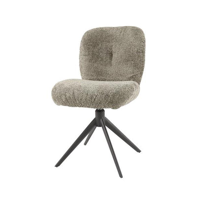 Eetkamerstoel Cruz Draaibaar Taupe Boucle - Industrieelinhuis.nl