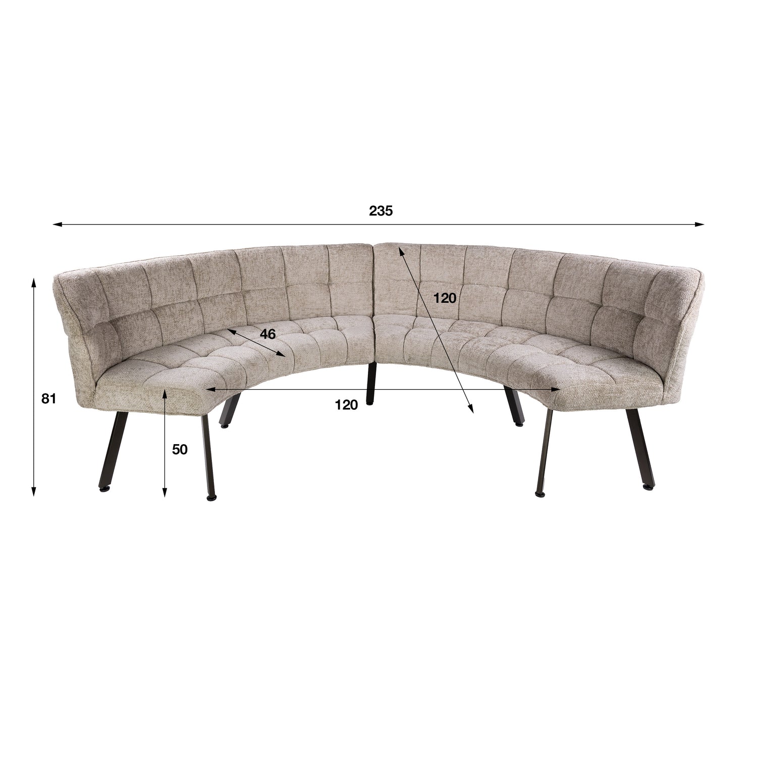 Eetkamerbank Raster rond 2DLG