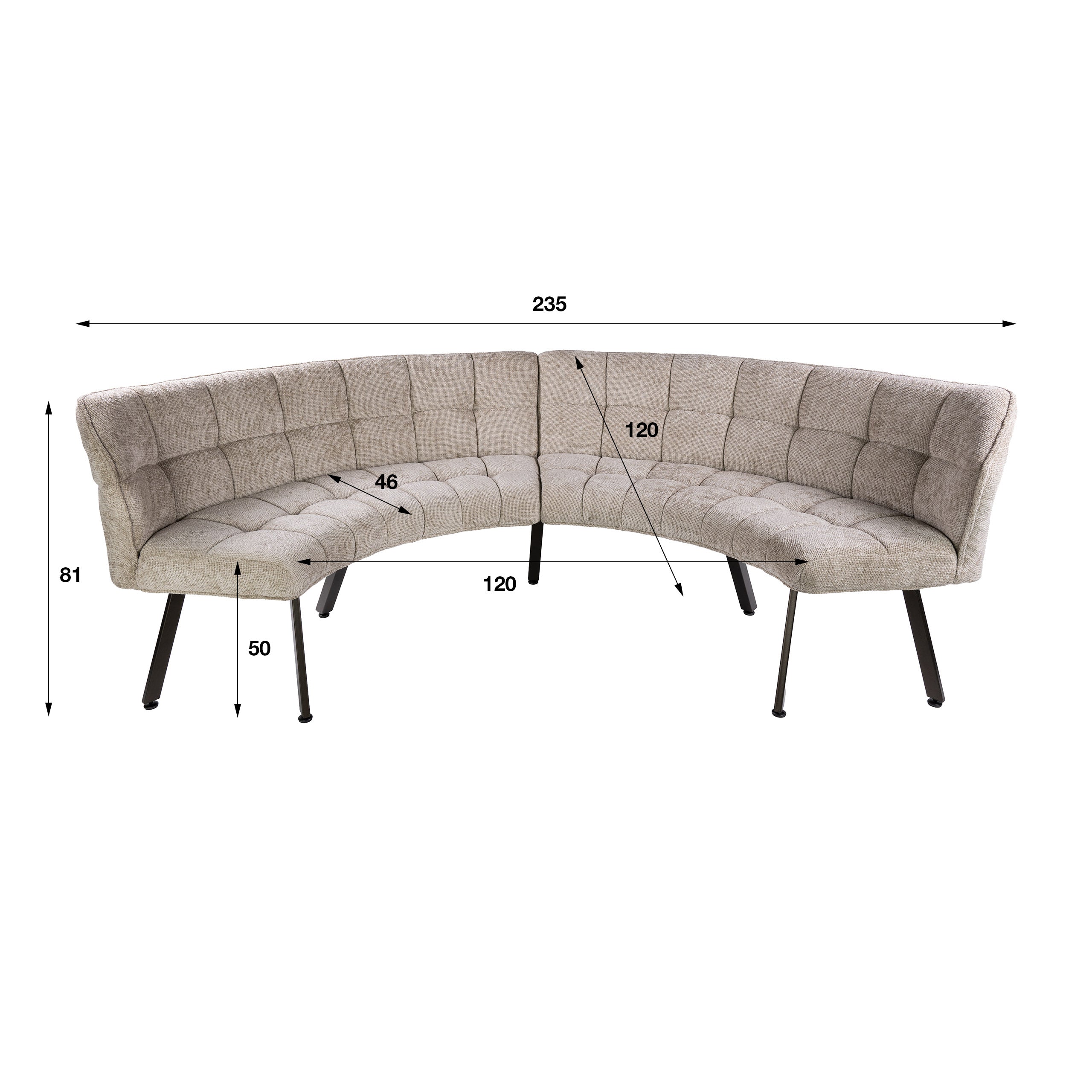 Eetkamerbank Raster rond 2DLG