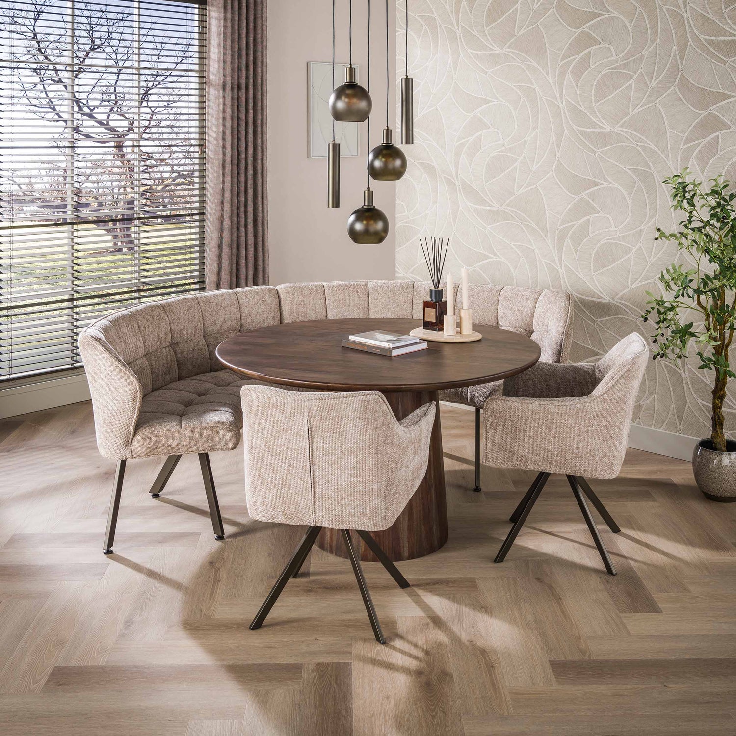 Eetkamerbank Raster rond 2DLG