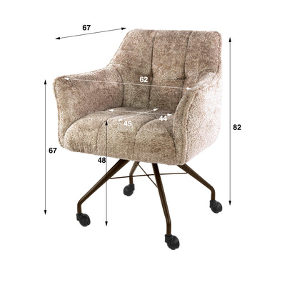 Armstoel met wielen Raster Zand - Industrieelinhuis.nl