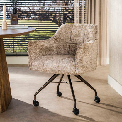 Armstoel met wielen Raster Zand - Industrieelinhuis.nl