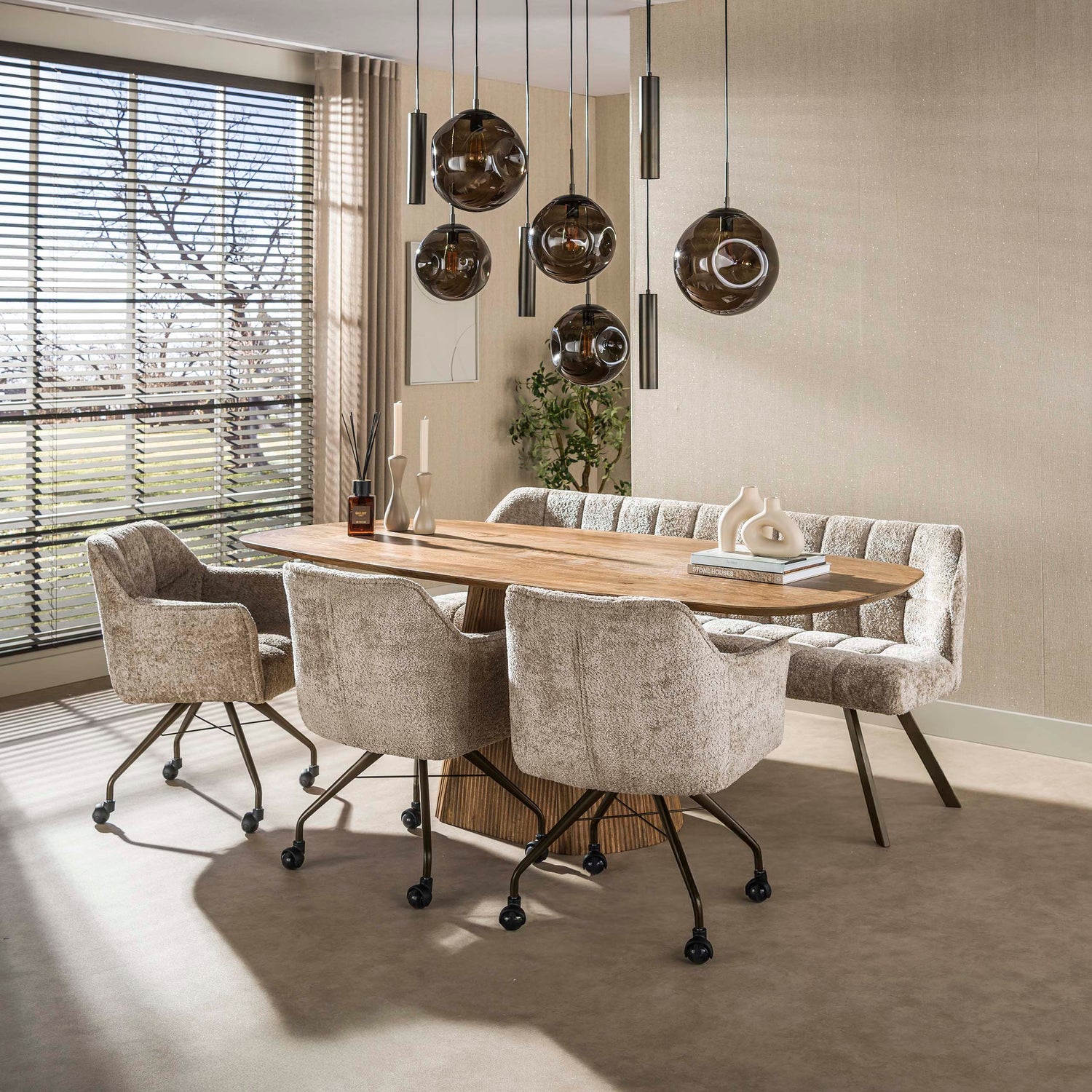 Armstoel met wielen Raster Zand - Industrieelinhuis.nl