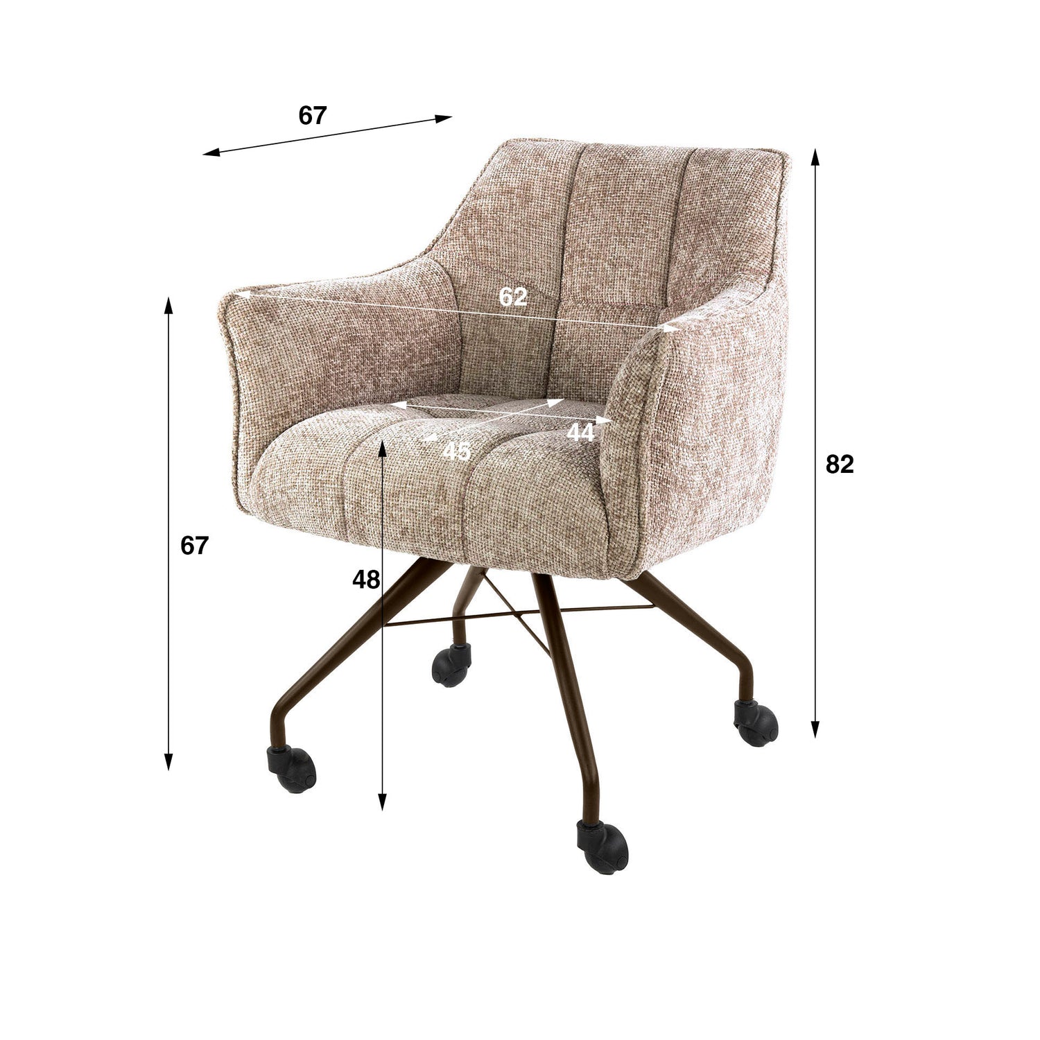 Armstoel met wielen Raster Beige - Industrieelinhuis.nl