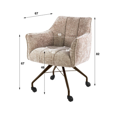 Armstoel met wielen Raster Beige - Industrieelinhuis.nl