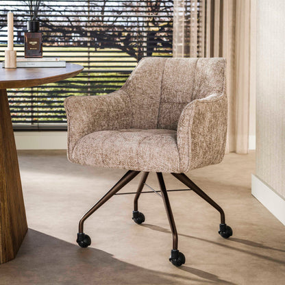 Armstoel met wielen Raster Beige - Industrieelinhuis.nl