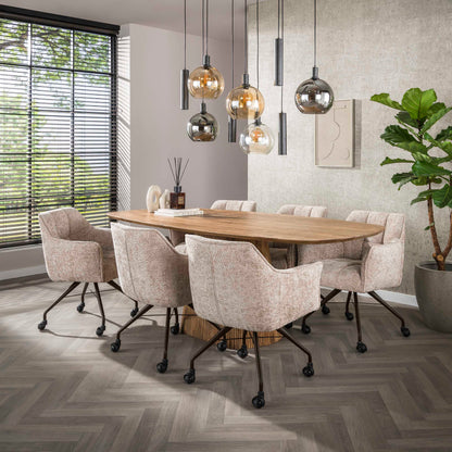 Armstoel met wielen Raster Beige - Industrieelinhuis.nl