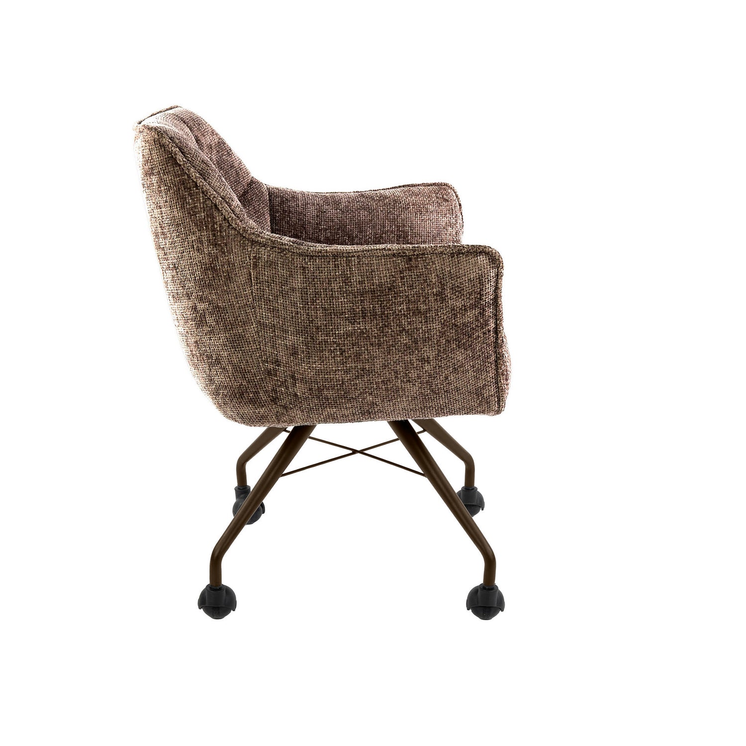 Armstoel met wielen Raster Lichtbruin - Industrieelinhuis.nl