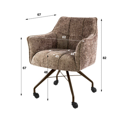 Armstoel met wielen Raster Lichtbruin - Industrieelinhuis.nl