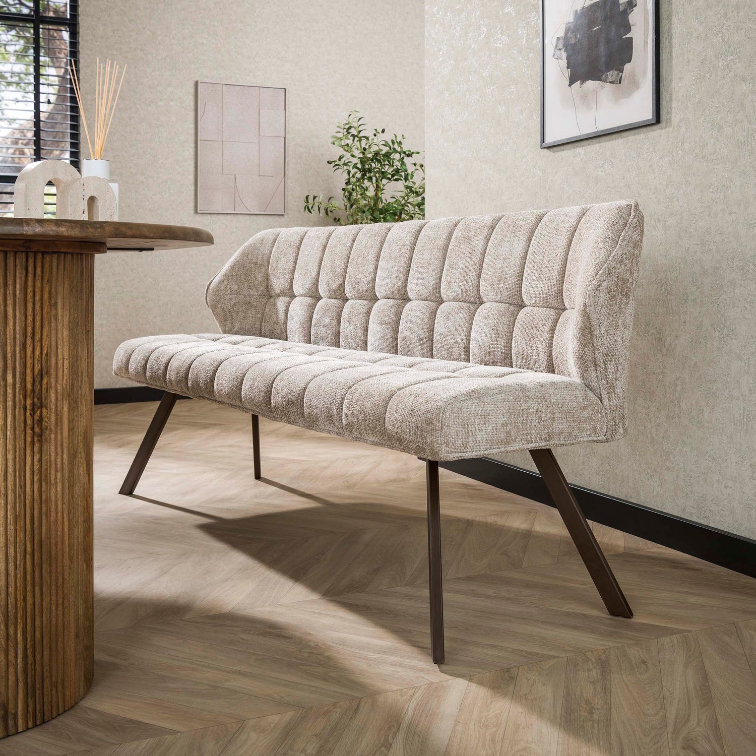 Eetkamerbank Raster Beige - Industrieelinhuis.nl
