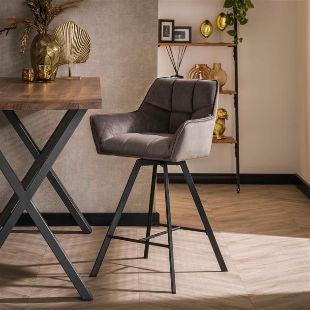 Barstoel Rodin draaibaar Antraciet Boucle - Industrieelinhuis.nl