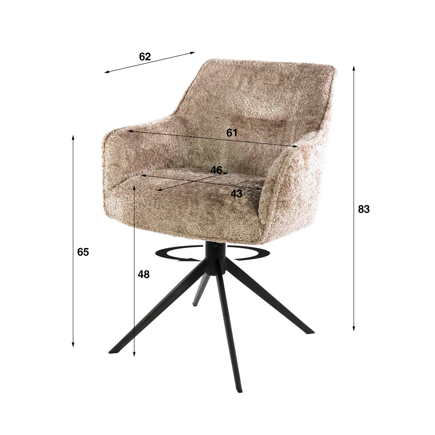 Armstoel Pull draaibaar (alleen verkrijgbaar per 2)