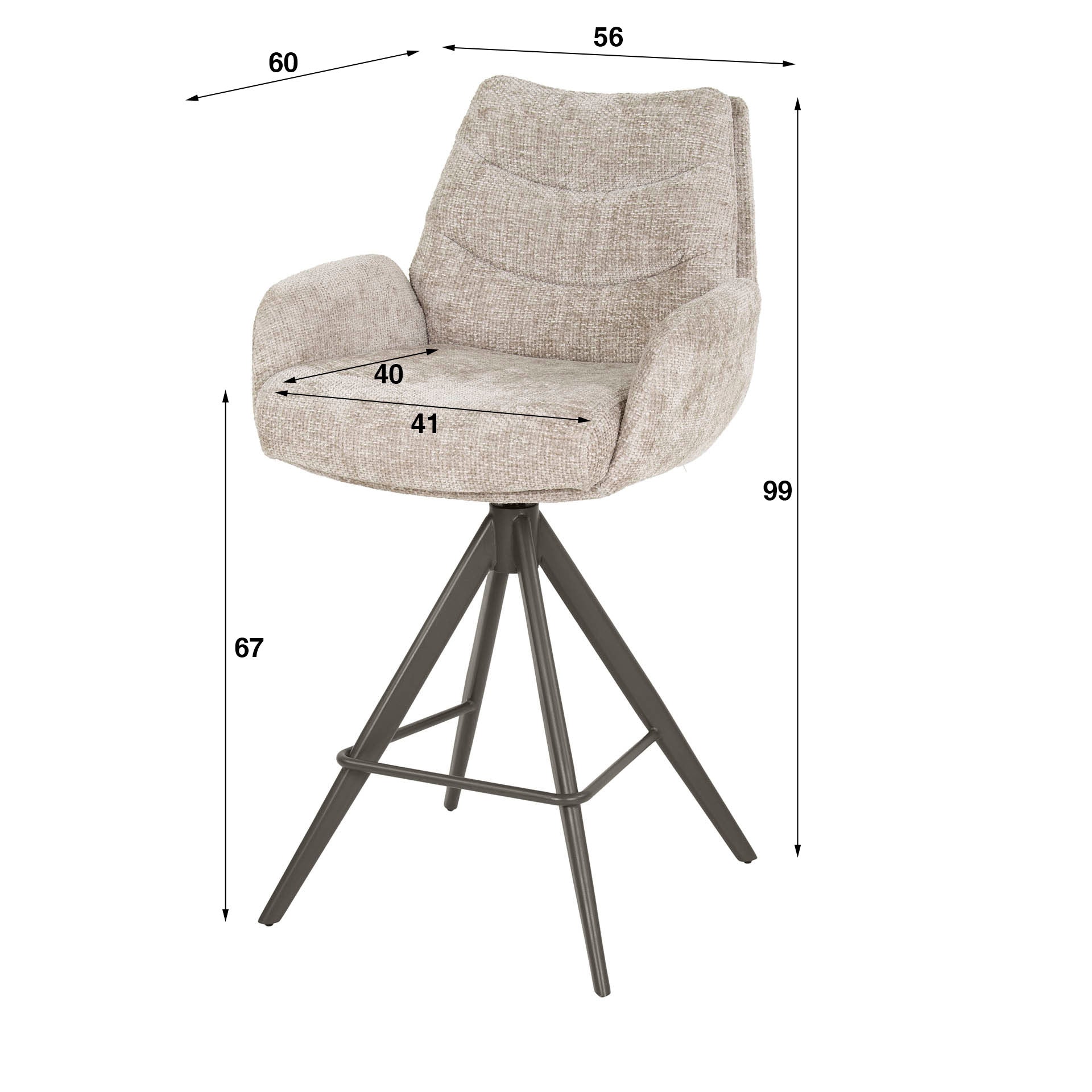 Barstoel Lounge draaibaar VPE2