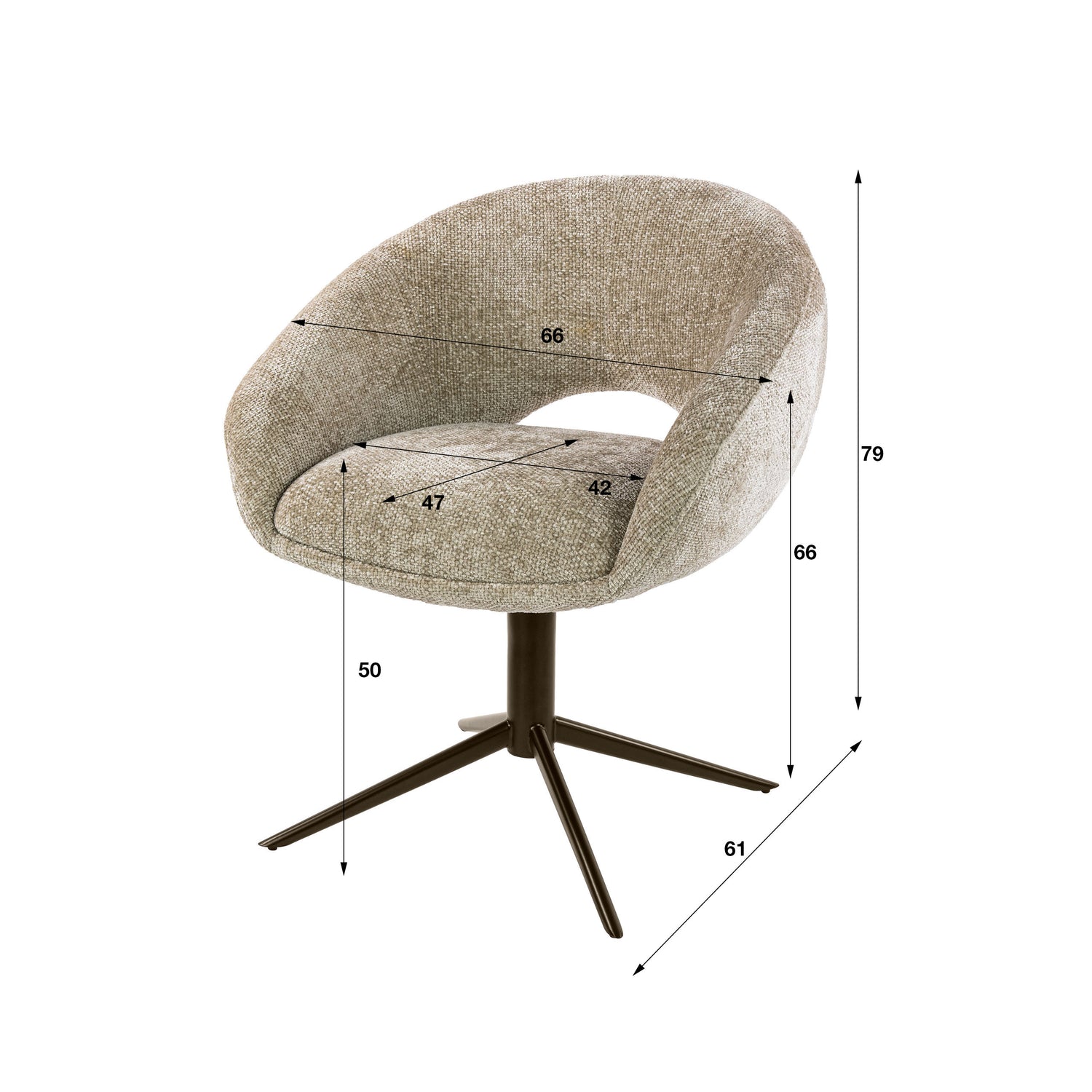 Draaibare eetkamerstoel Cupa Beige